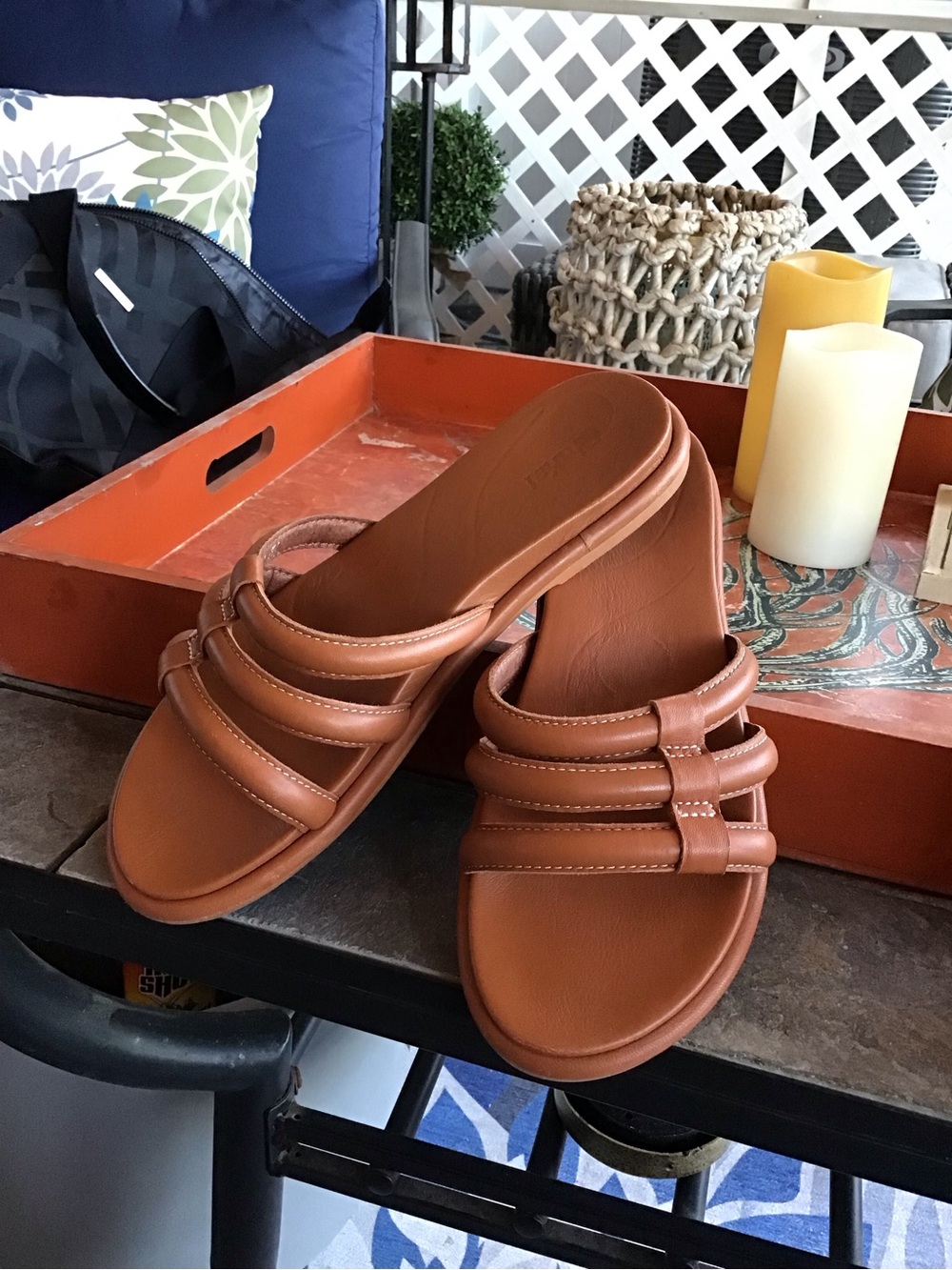 OluKai Tiare Triple-Strap Slide Sandals